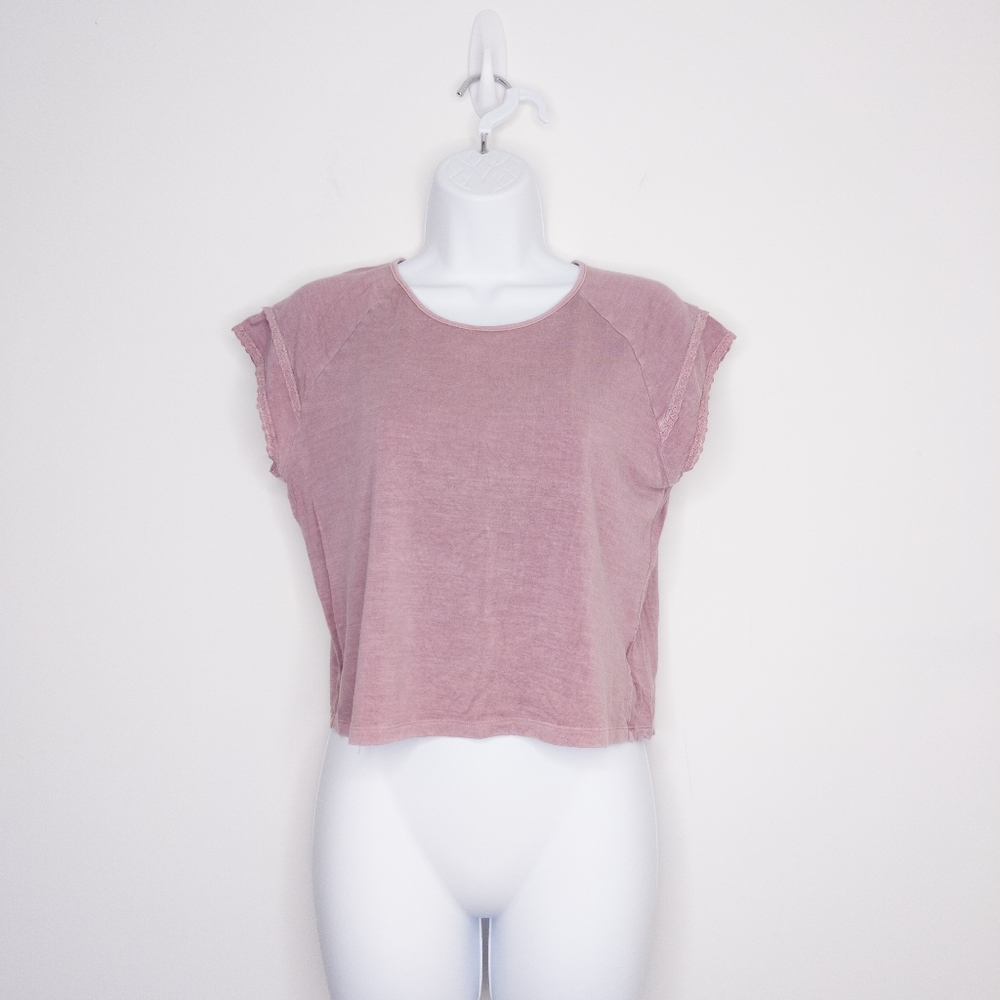 American Eagle Cropped T-shirt Purple Extra Small Top